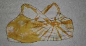 Zaful Bikini Top Yellow TieDye Scoop Neck Strappy Tie Back Swim Light Lined L 8 - Picture 1 of 9