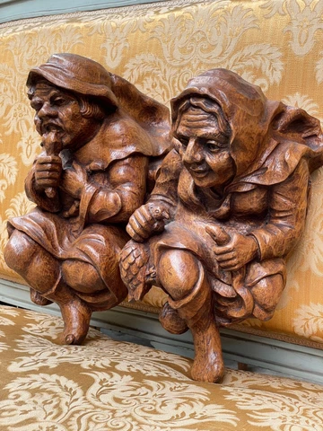A Nice Pair of French Breton Wall Consoles / Sculptures in wood - circa 1900 Cover