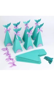 OurWarmPartyTalk 80pcs Mermaid Party Boxes Favors Mermaid Gift Bags with Thank - Picture 1 of 2