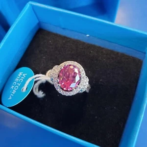 .925 STERLING SILVER VICTORIA WIECK PINK TOPAZ OVAL BY SWAROVSKI SIZE 5 RING NEW - Picture 1 of 6