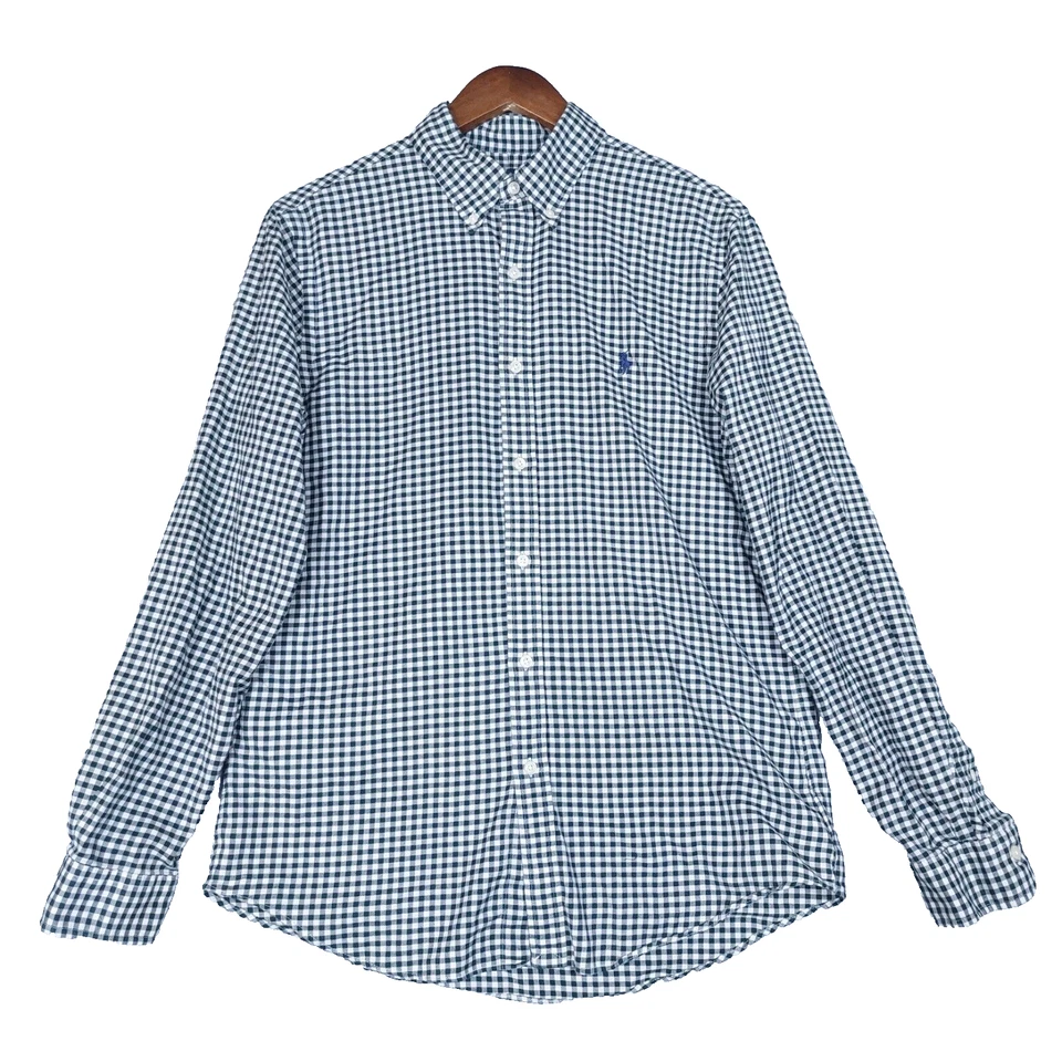 Ralph Lauren Shirt Mens Large Green White Check Slim Fit Long Sleeve Button Down - Image 1 of 4