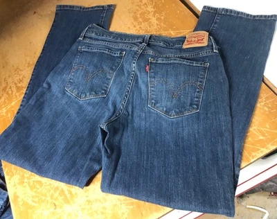 Levis 505 Regular Straight Stretch sleek blue Jeans 10S Short Women 30x28-30 - Image 1 of 4