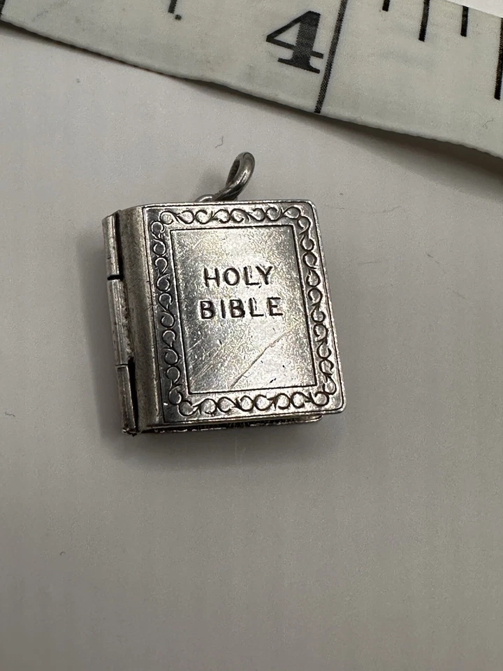 RARE GEORG JENSEN Holy Bible & Lords Prayer Charm/ Pendant - Solid Silver - Image 1 of 4
