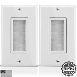 Fosmon 1-Gang Wall Plate (2 Pack), Brush Style Opening Passthrough Low Voltag - Afbeelding 1 van 5