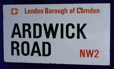 ARDWICK ROAD NW2 ORIGINAL LONDON BOROUGH CAMDEN ESMALTE PORCELANA LETRERO DE CALLE Foto 1 de 4