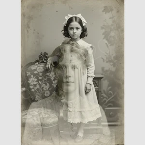 Creepy Photo Strange Girl Ghost Woman Old Spirit Photography Double Exposre - Picture 1 of 1