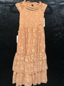 Mia Joy Emma Dress Girls Size 6 Tiered Lace Rust Zip Lined Sleeveless Easter NWT - Picture 1 of 14