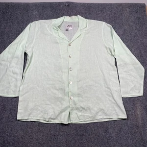 Flax Jeanne Engelhart  Mens Linen Button Front Top Size Med Sage Green Relaxed - Picture 1 of 6