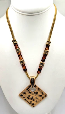 Premier Designs бронзовый кованый подвеска черепаховый цвет бисер шнур ожерелье 17» - Изображение 1 из 4