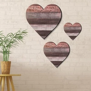 3 Pcs Heart Shaped Wood Sign Buffalo Plaid Decor for Kitchen Bedroom Bathroom... - Picture 1 of 7