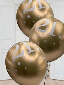 White and gold age 21 latex party balloons x6. 21st birthday balloons decoration - Picture 1 of 4