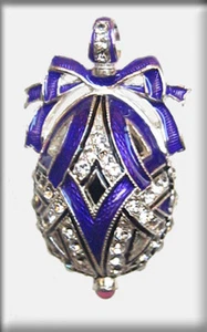 BEAUTIFUL ENAMEL STERLING SILVER RUSSIAN EGG PENDANT - Picture 1 of 1