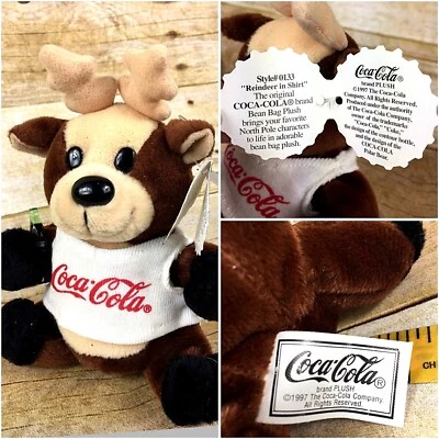Coca-Cola Bean Bag Plush style 0133 Raindeer in shirt 1997 Animal Plush - Image 1 of 4