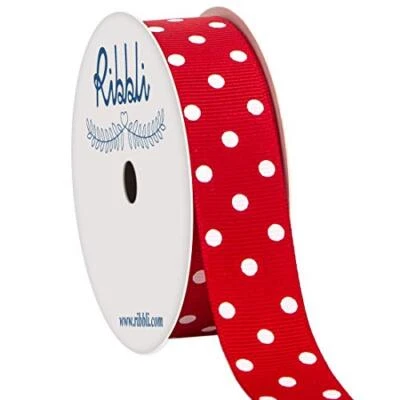 Grosgrain Polka Dot Craft Ribbon7/8 Inch10-Yard SpoolRed with WhiteUse for Ha... - Image 1 of 2