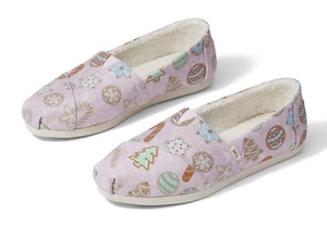 Toms rosa Glitzer Sugar Cookies Print Kunstfell Alpargata Damenschuh Größe 7,5 - Bild 1 von 3