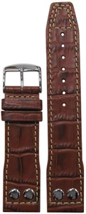 20mm Panatime Medium Brown Leather Pilots Style Watch Band w/Gator Print For IWC - Imagen 1 de 1