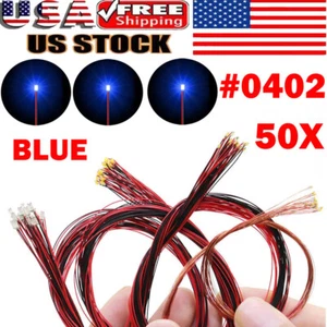 50PC Pre Wired Blue #0402 SMD LEDs Lighting Kits Pre-soldered Micro LEDs US - Picture 1 of 16