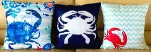 18x18 Fun Beach Coastal Marine Sea Life Crab Summer Soft Throw Pillow Covers New - Picture 1 of 21