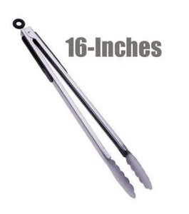 Tongs 16" Inches Stainless Steel long Grill Grilling Heavy BBQ Kitchen Tong NEW - Picture 1 of 5