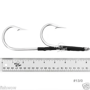 Edelstahl 7691S Double Assist Haken Shark Rig 13/0 Big Game Wahoo Thunfisch NEU - Bild 1 von 6