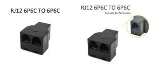 RJ12 6P6C 3 Buchse Telefon Splitter Adapter Kabel (schwarz) schwarz 