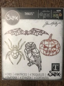 Geo Halloween Sizzix Thinlits Die Set by Tim Holtz 664208 NEW! Bat Spider Owl - Picture 1 of 2