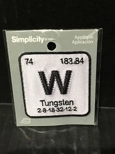 Science W Tungsten Iron On Embroidered Applique Simplicity 2” X 2” New - Picture 1 of 1