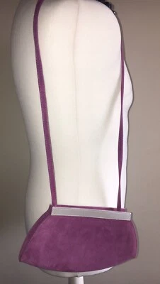 Jacques Vert Lilac Purple Clutch Grab Shoulder Designer Hobo VGC Velvet Suede - Image 1 of 4