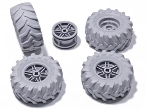 LEGO Technik - 4 Gelände Reifen 56x26 mm hellgrau mit Felge  70695 56145 NEUWARE - Bild 1 von 1