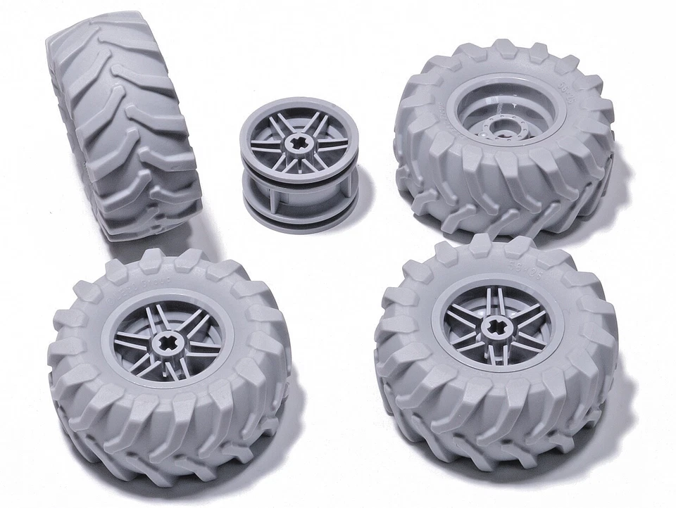 LEGO Technik - 4 Gelände Reifen 56x26 mm hellgrau mit Felge  70695 56145 NEUWARE - Bild 1 von 1