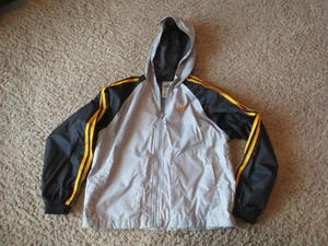 ADIDAS Hooded Windbreaker Light Jacket hood  Zip-up Gray/black, YOUTH Med 10/12 - Picture 1 of 5
