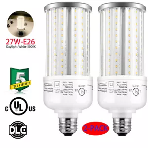 2-PACK LED Corn Light 27Watt E26 Medium Base High Bay Wall Pack Retrofit Bulb - Picture 1 of 9