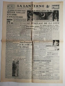 N191 La Une Du Journal la lanterne 23/24 juin 1945 Hitler voulais envoyer en Ang - Foto 1 di 2