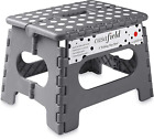 Casafield 9" Folding Step Stool with Handle, Gray - Portable Collapsible Small -