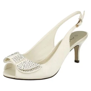 Ladies Anne Michelle Mid Heel Peep Toe Diamante Bow Vamp Court Shoes - Picture 1 of 46
