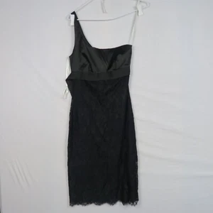 Review Womens Bodycon Dress Size 6(AU) or XXS Black Belted One Shoulder Lace - Picture 1 of 8
