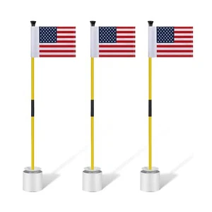 3 Golf Putting Green Flag and Hole Cup Set Putting Green Golf Pin Flag Hole C... - Picture 1 of 7