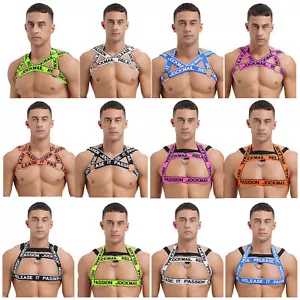 Cintura uomo sexy elastica body petto imbracatura o-ring cinghie muscolari top clubwear - Foto 1 di 124
