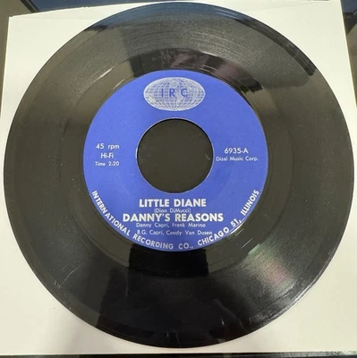 MEGA RARE Danny's Reasons "Little Diane/Believe Me" Vinyl 45 RPM (1966) VG+ - Image 1 of 2