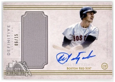 Carl Yastrzemski 2017 Topps Definitive Collection Patch Auto #DCAR-CY 06/15 - Image 1 of 2