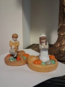 House of Lloyd Thanksgiving Prayer Candles Vintage 1987 Ceramic Candle Holders - Picture 1 of 11