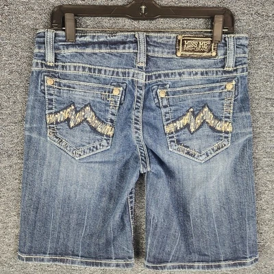 Pantalones Cortos Miss Me Mujer 27 Azul Novio Bling Adornados Midise Relajados Foto 1 de 4