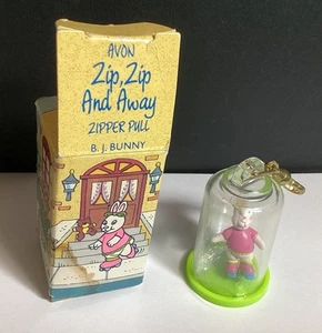 1991 AVON ZIP ZIP AND AWAY B. J.BUNNY ZIPPER PULL WITH BOX - Picture 1 of 8