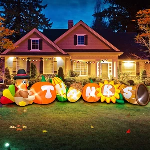 10FT Thanksgiving Inflatables Decorations Blow up Turkey Corn Vegetables with LE - Picture 1 of 12