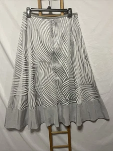 Nic + Zoe Satin Burnout Zebra Silver White ALine Skirt Women’s Sz 6 Retail $188 - Picture 1 of 5