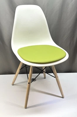 2020 Herman Miller Eames DSW Side Dining Chair w/ Green Pad Seat Oak Dowel Bases - Image 1 of 4