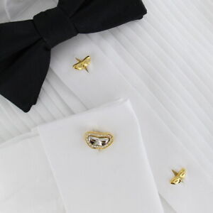 Gold Silver Tone Cufflinks Shirt Studs Tuxedo Set Drama Mardis Gras Mask