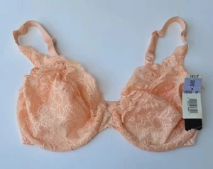 Vintage Olga Satin Second Skin Unlined Bra Size 36D Peach NEW 33580 - Picture 1 of 5