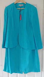 Jacques Vert Two Piece Dress and Jacket Turquoise Size 22 New - Picture 1 of 11