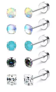 G23 Titanium Flat Back Earrings Surgical Stainless Steel Stud Earrings for Wo... - Picture 1 of 6